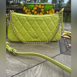 NWT! Kate Spade Neon Yellow Quilted Shoulder Crossbody Soft Leather Bag